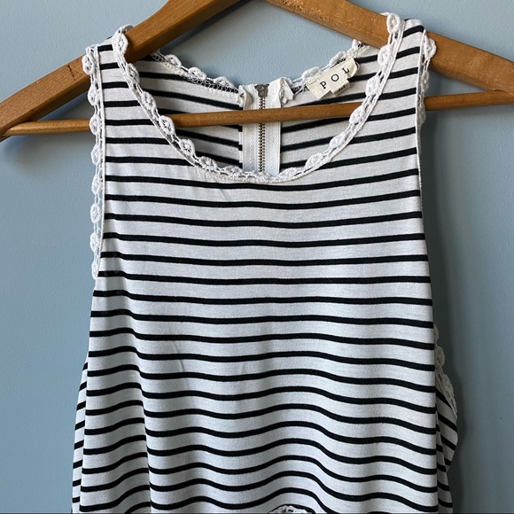 POL Striped Crochet Trim Babydoll Tank Medium - Picture 5 of 8